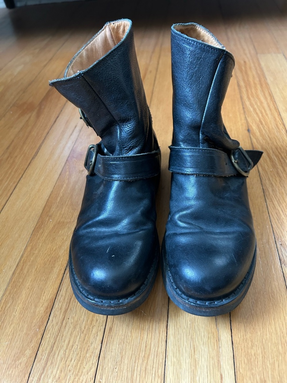 Florentini + Baker black leather boots size 37, 10.5” long: run large: 7.5.
